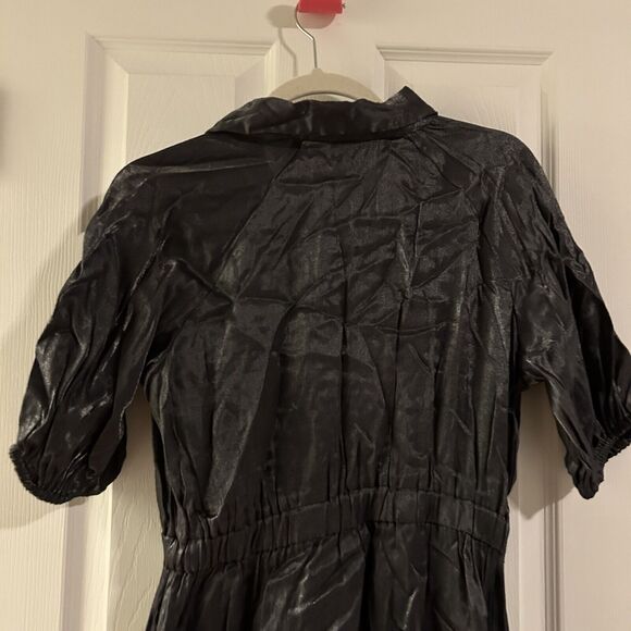 Anthropologie Samant Chauhan Utility Shirt Dress XXS Metallic Slate Maxi Pocket - Picture 12 of 14